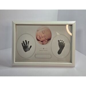 Stepping Stones Sweet Baby Handprint Footprint Frame 12x8 White MDF Keepsake